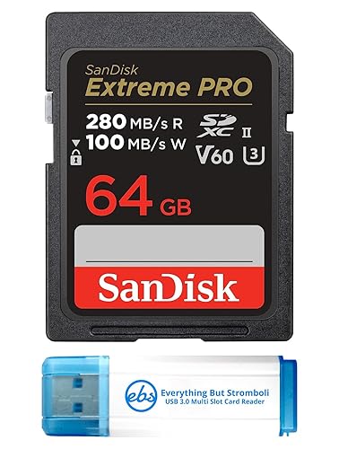 SanDisk 64GB Extreme Pro SDXC UHS-II Memory Card Works with Nikon Z8 Nikon Z6 II, Nikon Z9 Mirrorless Camera (SDSDXEP-064G-GN4IN) Bundle with