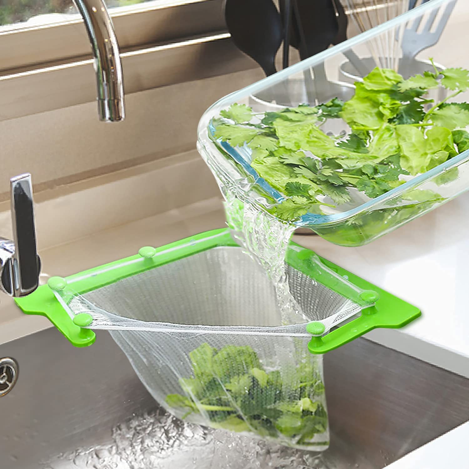 TIA Updated Kitchen Sink Organiser Drainer Triangular Mesh Hanging Net