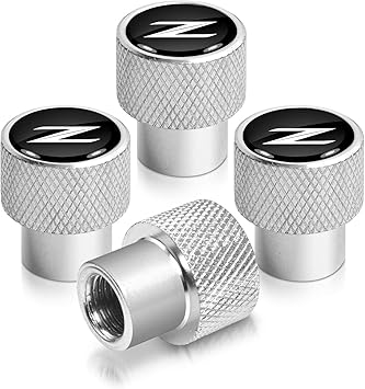 Amazon Com Ipick Image For Nissan 370z Z Logo In Black On Shining Chrome Silver Aluminum Tire Valve Stem Caps Automotive