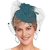 HIWIND Fascinators Hat Women Tea Party Pillbox Veil Cocktail Mesh Hat