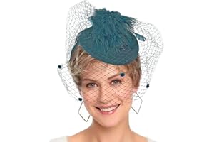 HIWIND Fascinators Hat Women Tea Party Pillbox Veil Cocktail Mesh Hat