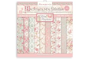 STAMPERIA Scrapbooking Small Pad 10 Sheets CM 20.3 x 20.3 (8 x 8 Inches) Backgrounds Selection - Rose Perfum