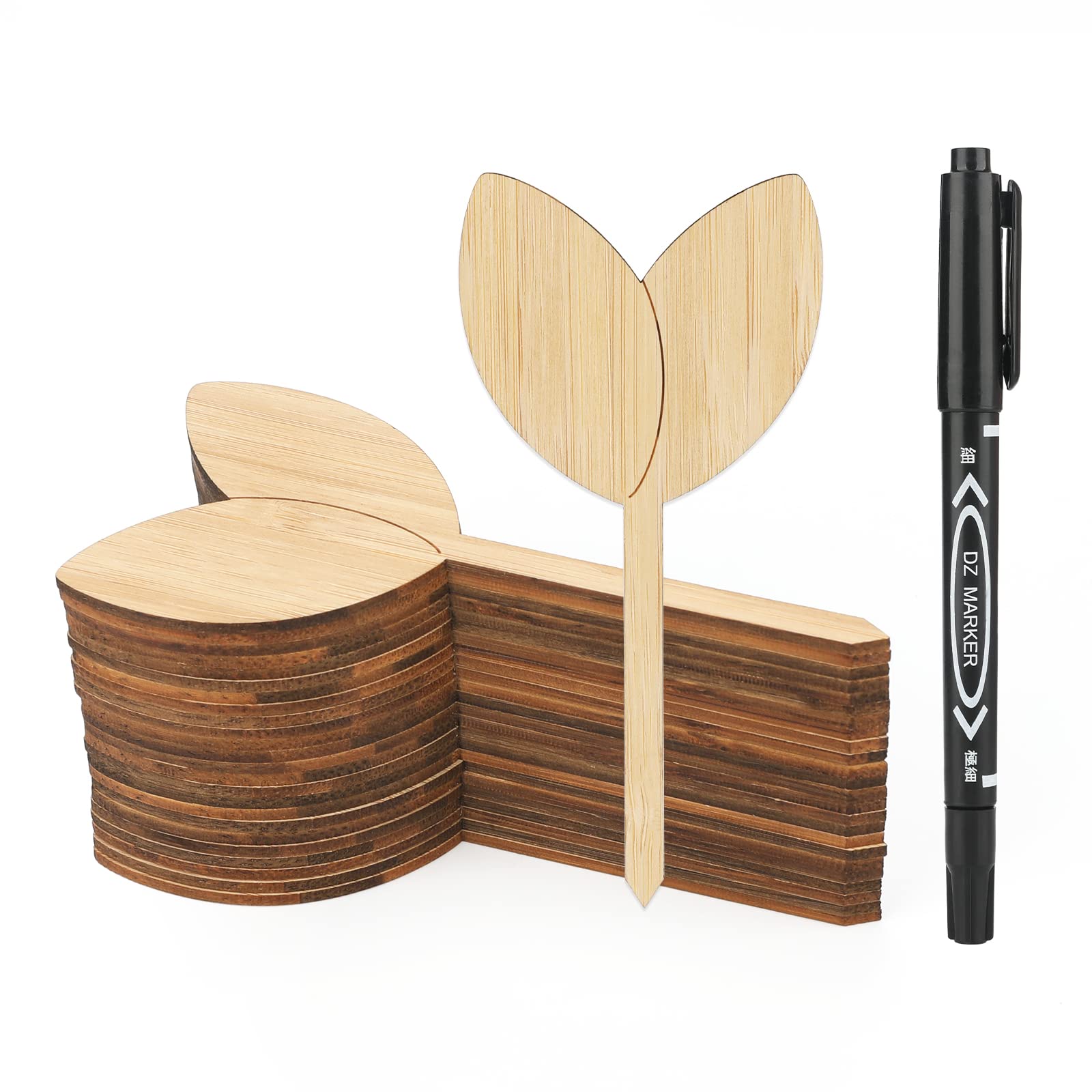 KINGLAKE 30 Pcs Bamboo Plant Labels Tags, 5.8x12CM Bamboo Garden Markers for Herbs Seed Vegetables Flowers