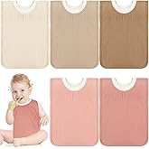 Newwiee 5 Pcs Large Muslin Pullover Baby Bibs Full Coverage Toddler Slip on Absorbent Bib Waterproof Toddler Towel Bibs (Cute Color)