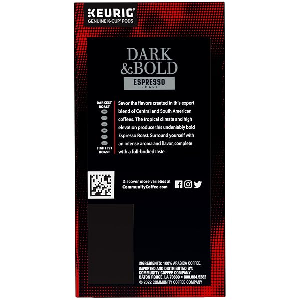 COMMUNITY COFFEE DARK & BOLD ESPRESSO ROAST 96 COUNT COFFEE PODS, COMPATIBLE WITH KEURIG 2.0 K-CUP BREWERS, 24 COUNT (PACK OF 4)