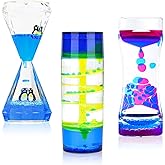 MATIRISE Liquid Motion Bubbler for Kids and Adults - Set of 3 Sensory Fidget Toys - Calming Stress Management and Sensory Play - Colorful Liquid Timer for Perfect Desk Décor