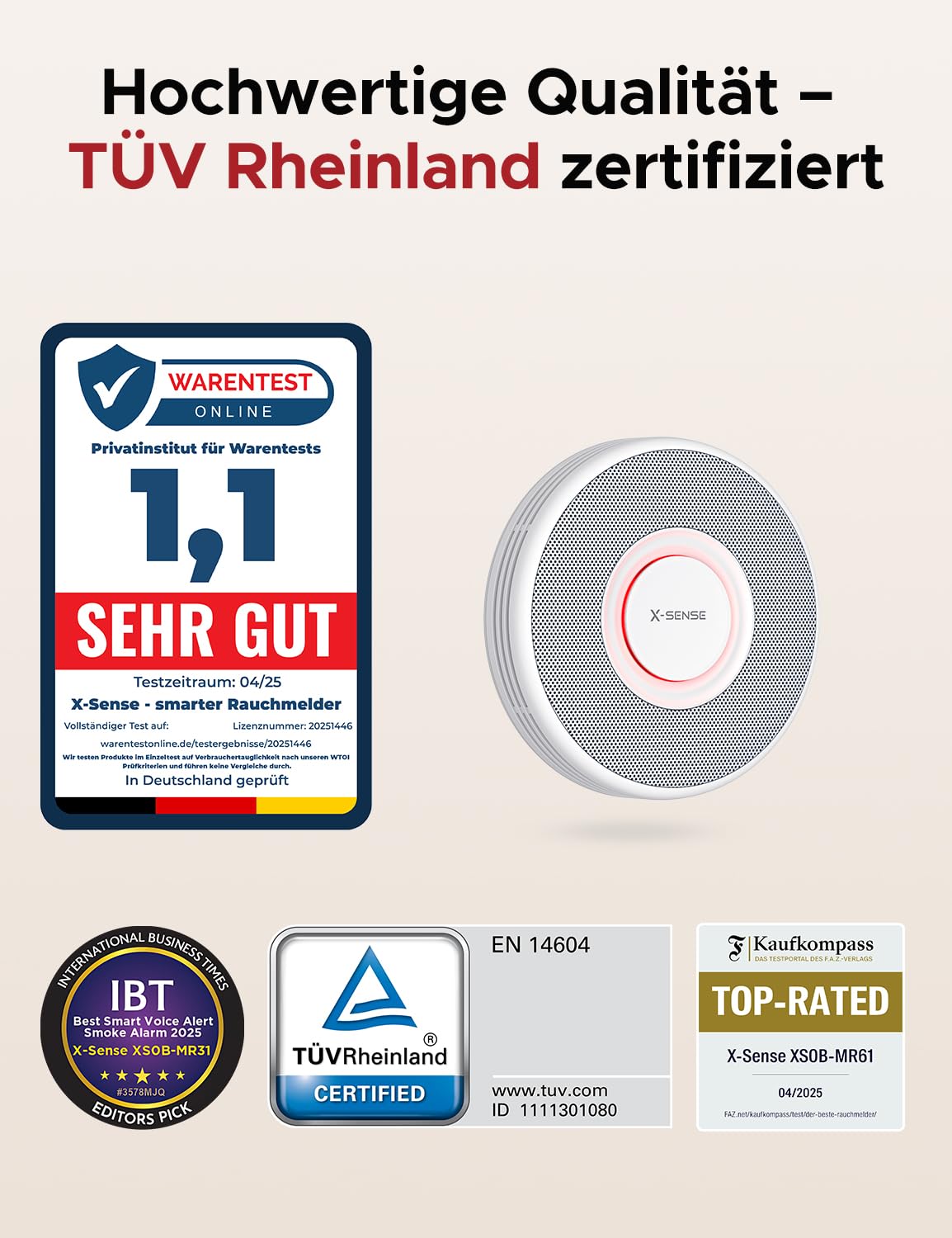 X-Sense Smarter Rauchmelder WLAN mit Sprachausgabe und 17 Standorten, Feuermelder, Rauchmelder vernetzt, 33 mm, Brandmelder mit SBS50 Basisstation, XS0B-MR241, 24 Stück 2