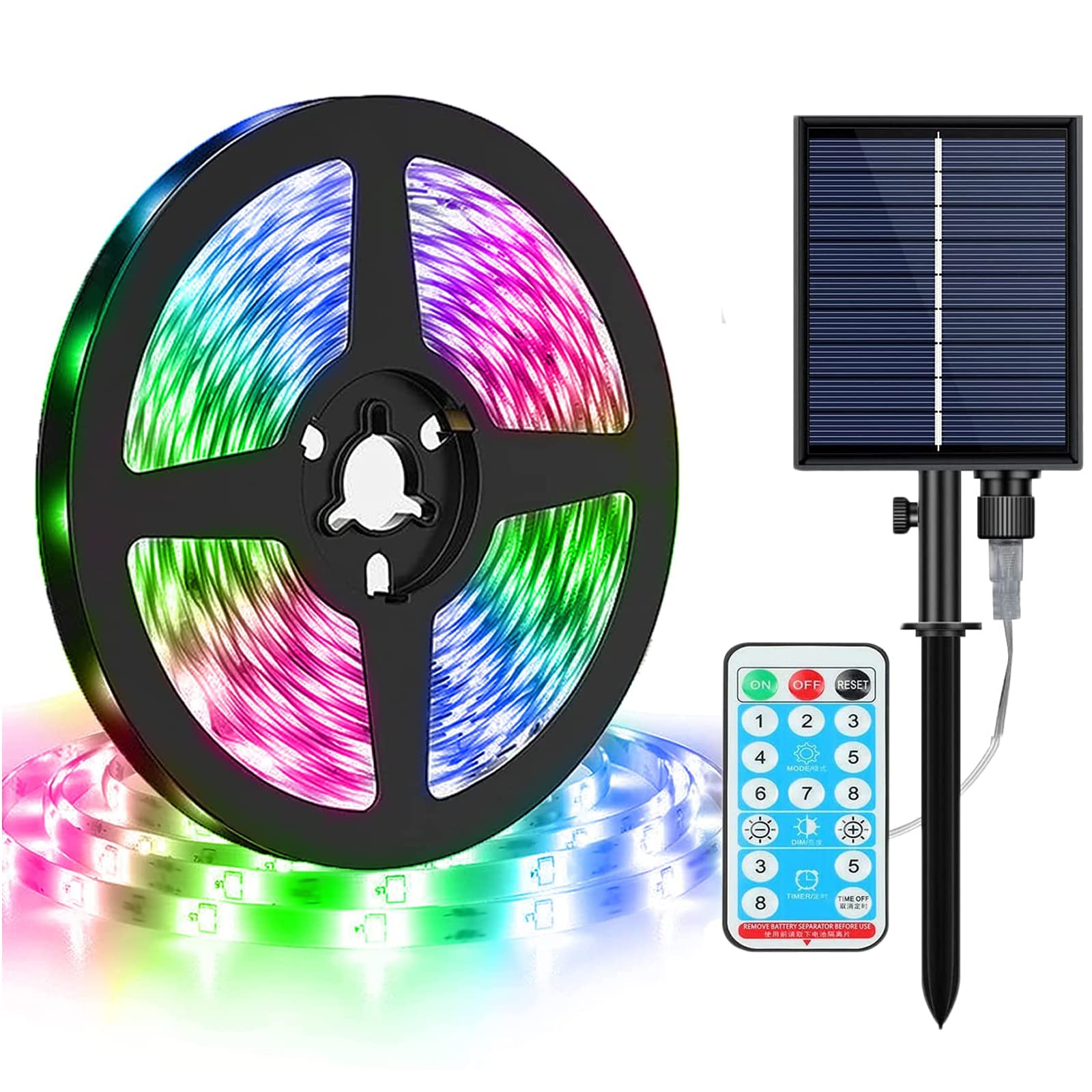 240LED Solar Strip Lights Outdoor,KINGCOO Waterproof 10M Flexible LED Rope Lights Solar Strip 8 Modes Remote Control for Garden Porch Christmas Pathway Home Umbrella Courtyard Decoration (Multicolor)