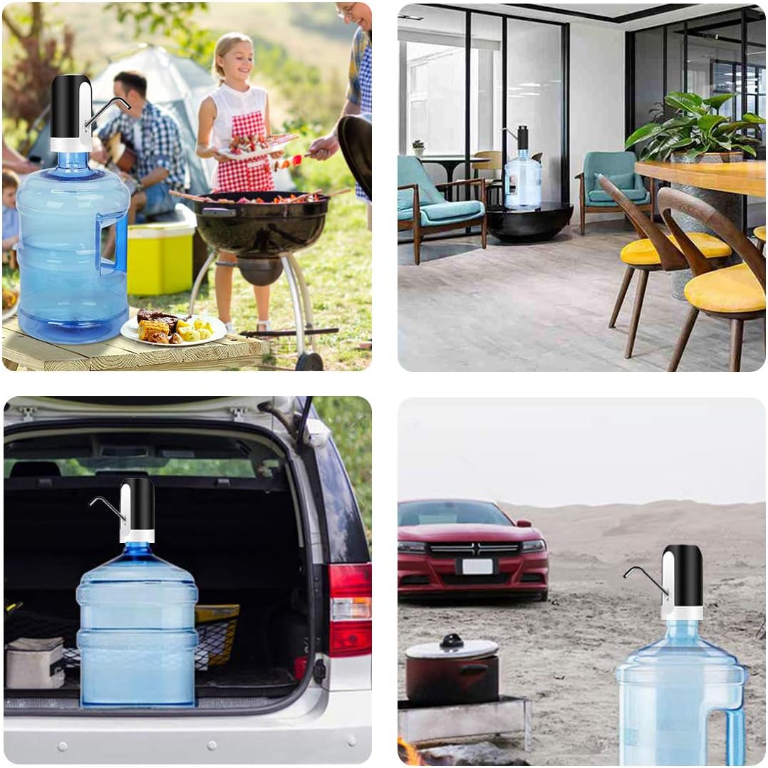 HUAPPNIO Water Bottle Pump Electric Portable USB Charging for 5 Gallon Water Bottle with 1200MAH Battery Powered Black - - 