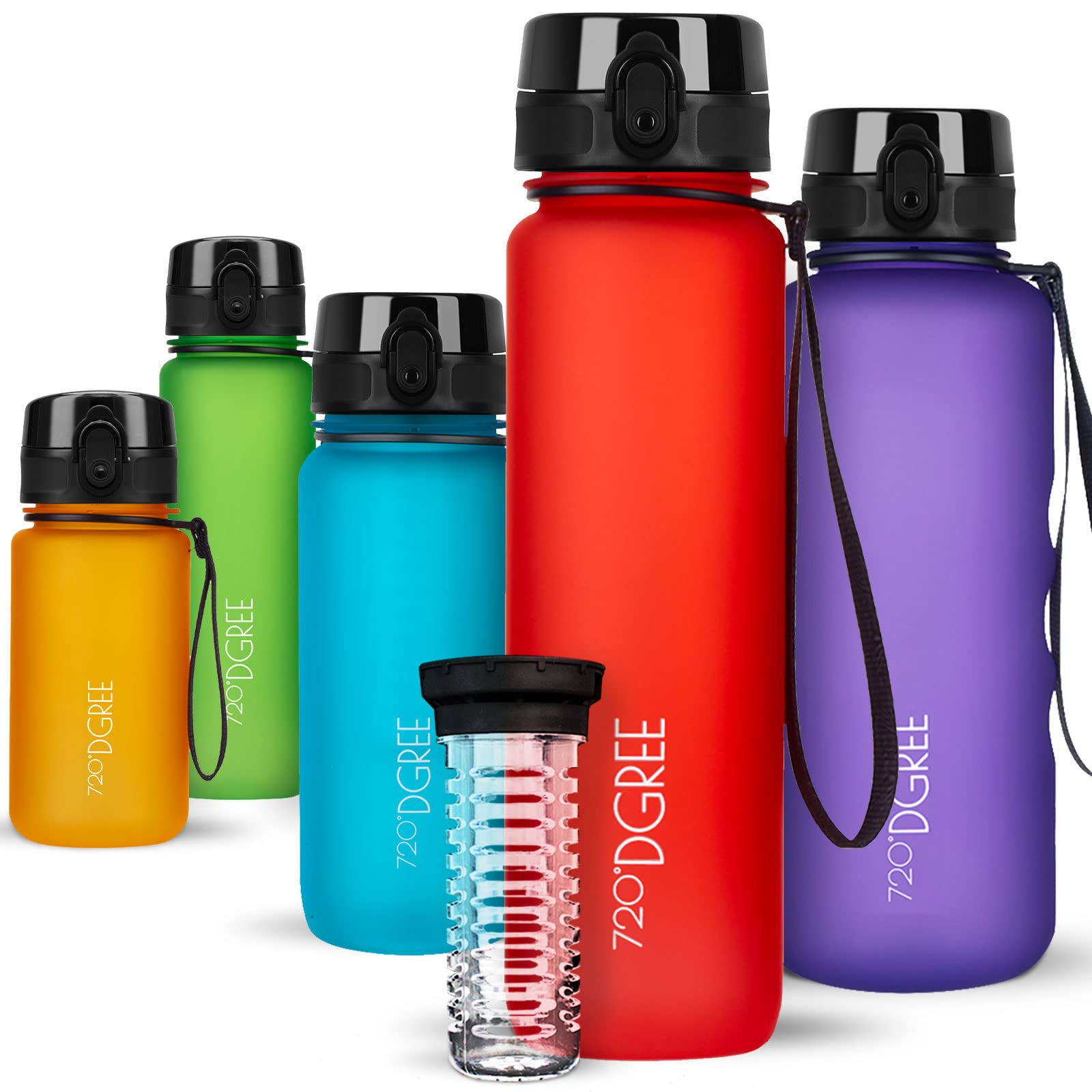720°DGREE Water Bottle “uberBottle“ - 1 L softTouch +Fruit-Infuser - BPA-Free Tritan, Leakproof, Reusable Drinking Bottle - Sports Bottle for Gym, Running, Fitness, Cycling, Travel, School & Office
