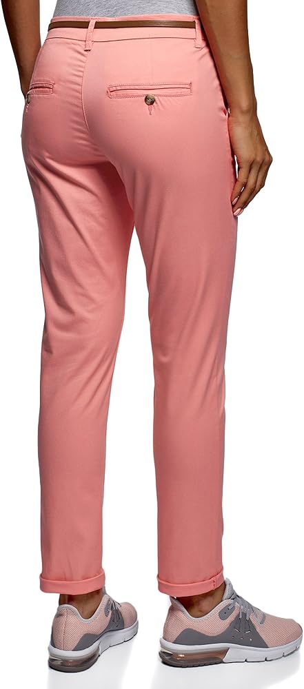 Oodji Ultra Mujer Pantalones Chinos De Algodon Rosa Es 34 Xxs