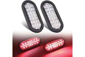 Ledvillage 6 Inch Oval Clear Lens Red 24 LED Stop Brake Signal Lights Clearance Lamp Universal for Trailer Truck Pickup Mack Flatbed Tail Marker Bulbs 12v DC (2 Pcs)