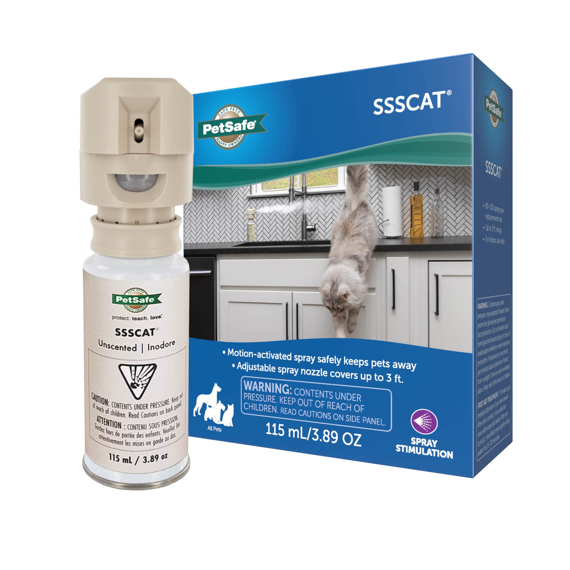 PetSafe SSSCAT Automatic Spray Pet Deterrent - Contactless Behavior Correction - Motion Sensor Air Burst - Odorless - Non-Staining - Versatile Placement Spray