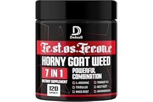 DEDICAD 7 in-1 Ultra Test Support with Tribulus Terrestris Horny Goat Weed L-Arginine Maca Root Tongkat Ali Beet Root - Energy Workout Muscle Strength Support 120 Capsules