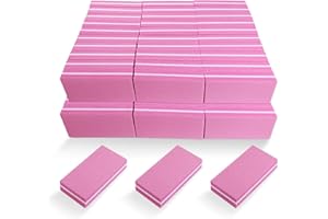 HOMEYERA Nail Buffers (60 Pack), Buffer Block Nail File for Acrylic Nails and Natural Nails, 100/180 Grit Small Nail Buffer Block Bulk Buffing Blocks for Nail Buff Professional Manicure File Blocks Set Pink