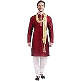 Maple Clothing Men's Kurta Pajama Poly Silk India Wedding Party Wear Apparel Guest Outfit