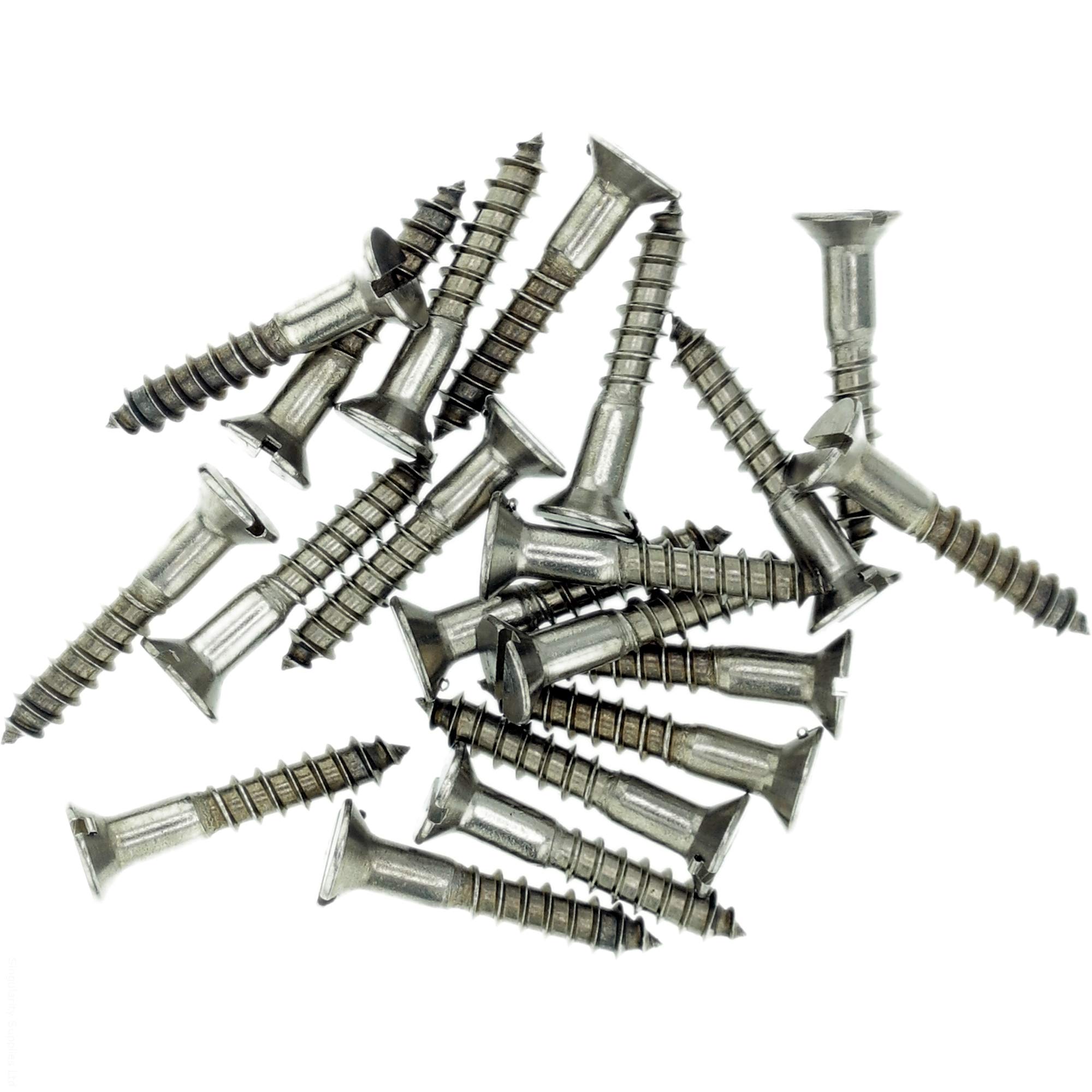 No.9 x 0.63 (4.5mm x 16mm) Slot Countersunk Wood Screw - Stainless Steel (A2) (Pack of 20)