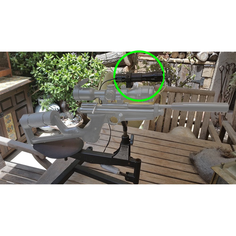 LENPOW Green Hunting Light Portable Torch Lantern Handeld Lamp Water Resistant Tactical LED Flashlight with Barrel and Rail Mount, Remote Pressure Switch, 18650 Rechargeable Battery, Battery Charger