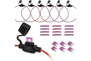 VANSIHO 18AWG Inline Fuse Holder Kits-6 Pack 18 Guage awg with 6pcs 3A Blade fuse/12pcs 3:1 Heat Shrink Butt Connectors