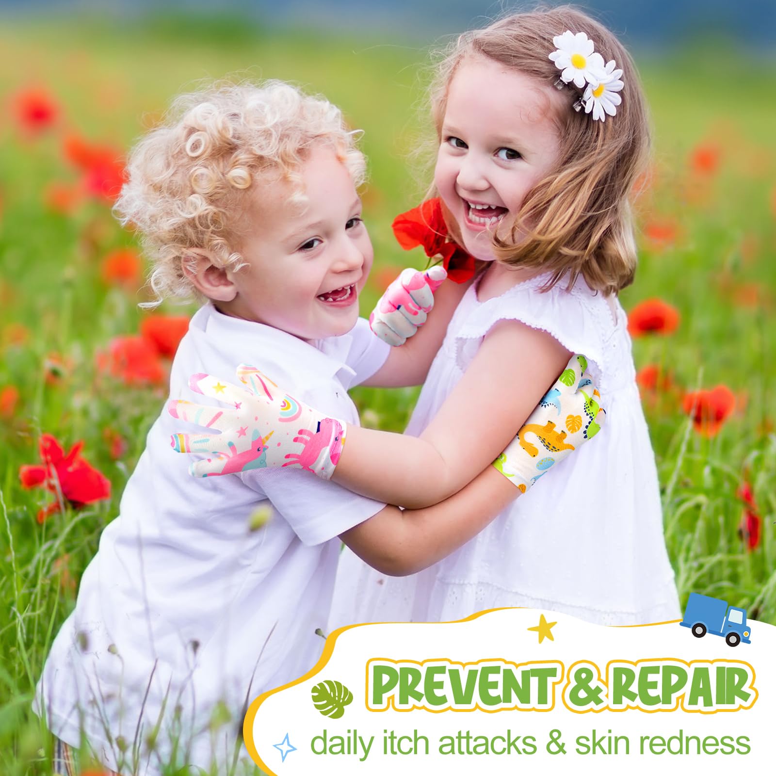 Xtinmee 20 Pairs Eczema Gloves for Kids Cotton Moisturizing Gloves for Sensitive Irritated Skin Eczema Reusable Elastic Hand Cover Soft and Does Not Hurt(Age 3-4 Years)