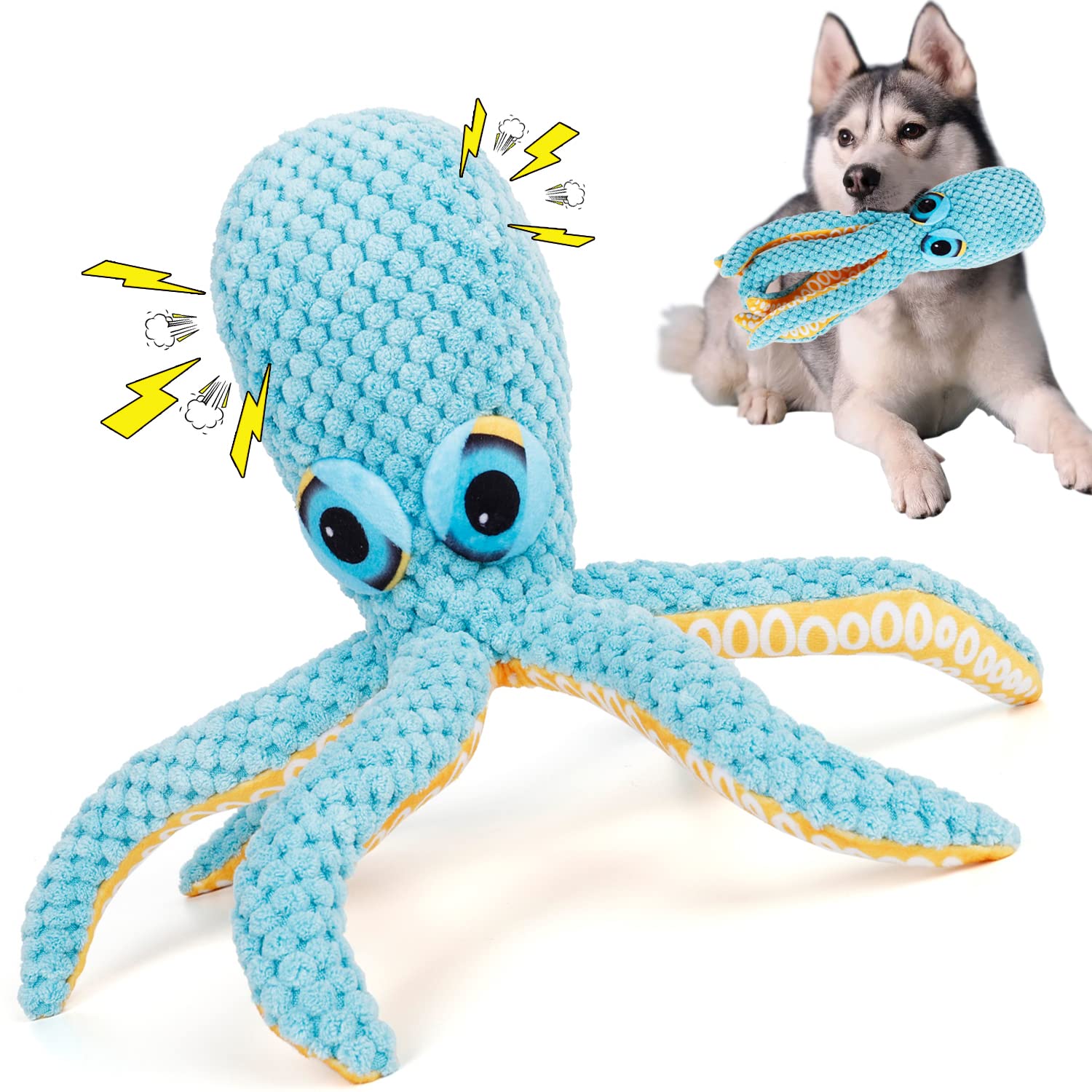 VLEDARLING Octopus Plush Dog Toys, Dog Chew Toys for Puppy Small Medium Large, Tough Dog Chew Toy, Durable Squeaky Dog Toys