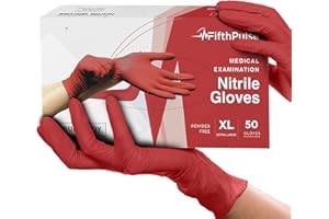 FIFTHPULSE Light Burgundy Nitrile Disposable Gloves - 50 Count - 3 Mil Nitrile Gloves X Large - Powder and Latex Free Rubber Gloves - Surgical Medical Exam Gloves - Food Safe Cooking Gloves