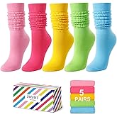 Zmart Slouchy Socks for Women - Slouch Scrunch Socks, 4-5 Pairs Knee Length