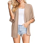 STYLEWORD Women's Summer Fashion Cardigan Lightweight Short Sleeve Beach Cover Up Kimonos