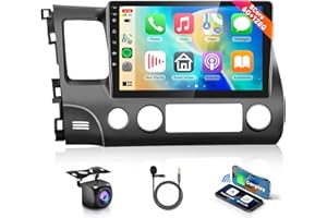 PODOFO 8 CORE 6G+128G Car Stereo Radio for Honda Civic 2006-2011 with Wireless CarPlay Android Auto, 10.1 Inch 1280 * 720P IPS Touch Screen Head Unit Android 13 GPS WiFi Bluetooth 32-Band DSP SWC HD Camera