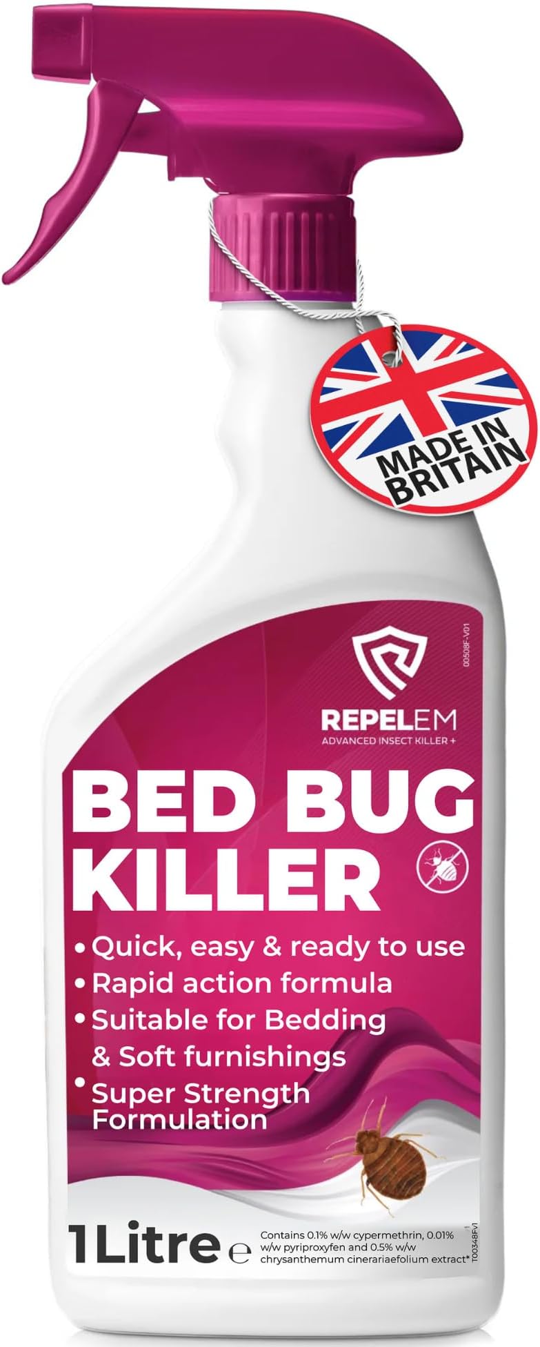 REPELEM Bed Bug Killer Spray 1L Kills All Life Stages for Mattresses