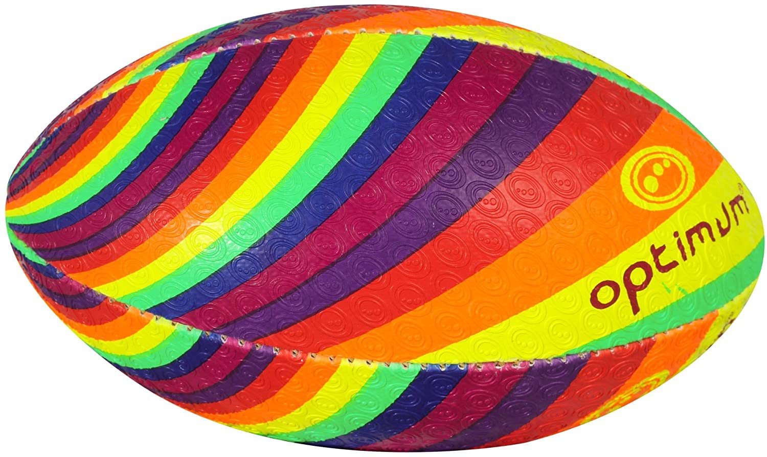 Optimum Rugby Ball - Balanced and Responsive for Accurate Handling and Kicking of Top-Performing Rugby Balls - Perfect for Training and Gameplay - 2-Ply 410g Ball - Rainbow Twister - 4