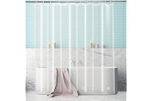 XTF2015 Clear Shower Curtain Liner, Heavyweight Waterproof Transparent Shower Curtain Liner with Hooks and Heavy Duty Magnets