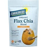 Carrington Farms Organic Flax Chia Blend 12 oz - Milled Flaxseed &amp; Chia Seeds for Smoothies, Oatmeal, Yogurt &amp; Baking | Omega-3, Fiber &amp; Plant Protein | Vegan, Non-GMO, Gluten-Free