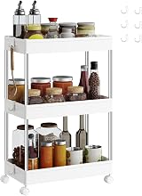 SONGMICS 3-Tier Storage Trolley 360° Wheels Cloud White KSC009W01