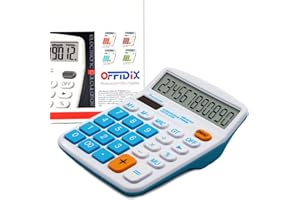 OFFIDIX Office Desktop Calculator, Solar and Battery Dual Power Electronic Calculator Portable 12 Digit Large LCD Display Cal