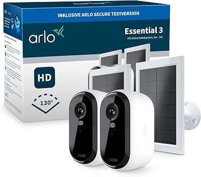 Essential 3 HD Akku Überwachungskamera Aussen & Solar, 2-Kamera-Set