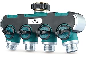 2WAYZ 2 Wayz 4 Way Garden Hose Splitter, Heavy Duty, Water Tube Manifold, 4 Way Hose Connector, Spigot Splitter, Faucet Divider Outdoor - Modern