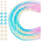 Boutigem 12 Strands Gradient Crystal Glass Beads 2.9-6mm Bicone Faceted Transparent AB Color Spacer Beads for DIY Crafts Bracelet Necklace Earring Jewelry Making
