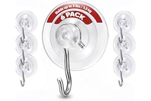 Holiday Joy Suction Cup Hooks for Shower 6Pack – Max Load 3LB Christmas Heavy Duty Suction Cup Hooks – Heavy Duty Wreath Hanger for Bathroom, Window, Towel, Shower Wall, Tile, Glass Door, Camper