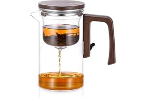 MEKOTRIN Tea Pot with Infuser Strainer, 720ml Clear Borosilicate Glass Magnetic Water Separation Tea Maker with Lid for Loose