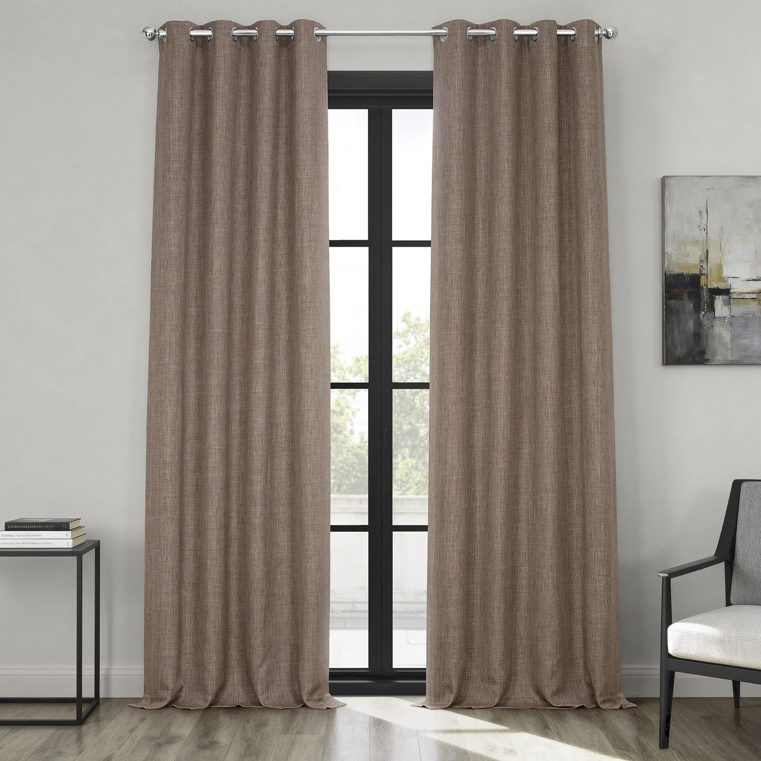 HPD Half Price Drapes Grommet Linen Curtains 108 Inches Long Room Darkening Curtains for Bedroom & Living Room (1 Panel), 50W x 108L, Dutch Cocoa — image 1