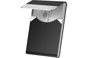DMFLY Business Card Holder, Metal Business Card Case Pocket, Card Holder for Women & Men, Professional PU Leather RFID Blocki