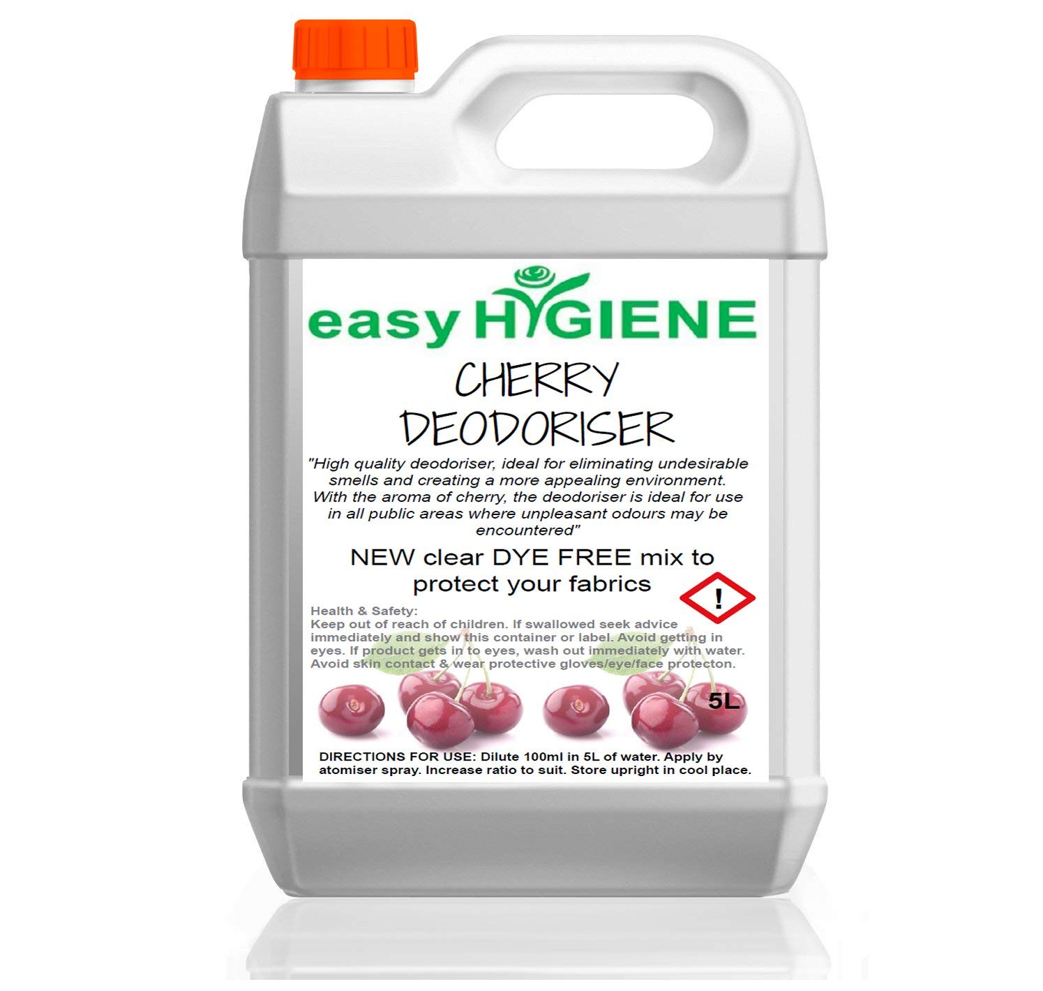 5L Strong Cherry DEODORISER Air Freshener Odour Stop for Carpets, Pets, Cars Valeting