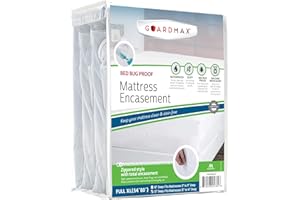 Guardmax Full XL Mattress Cover - 100% Waterproof, Bed Bug Proof, Hypoallergenic, Breathable, White