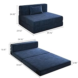 Luoxiao Folding Sofa Bed Twin with Pillow, Portable