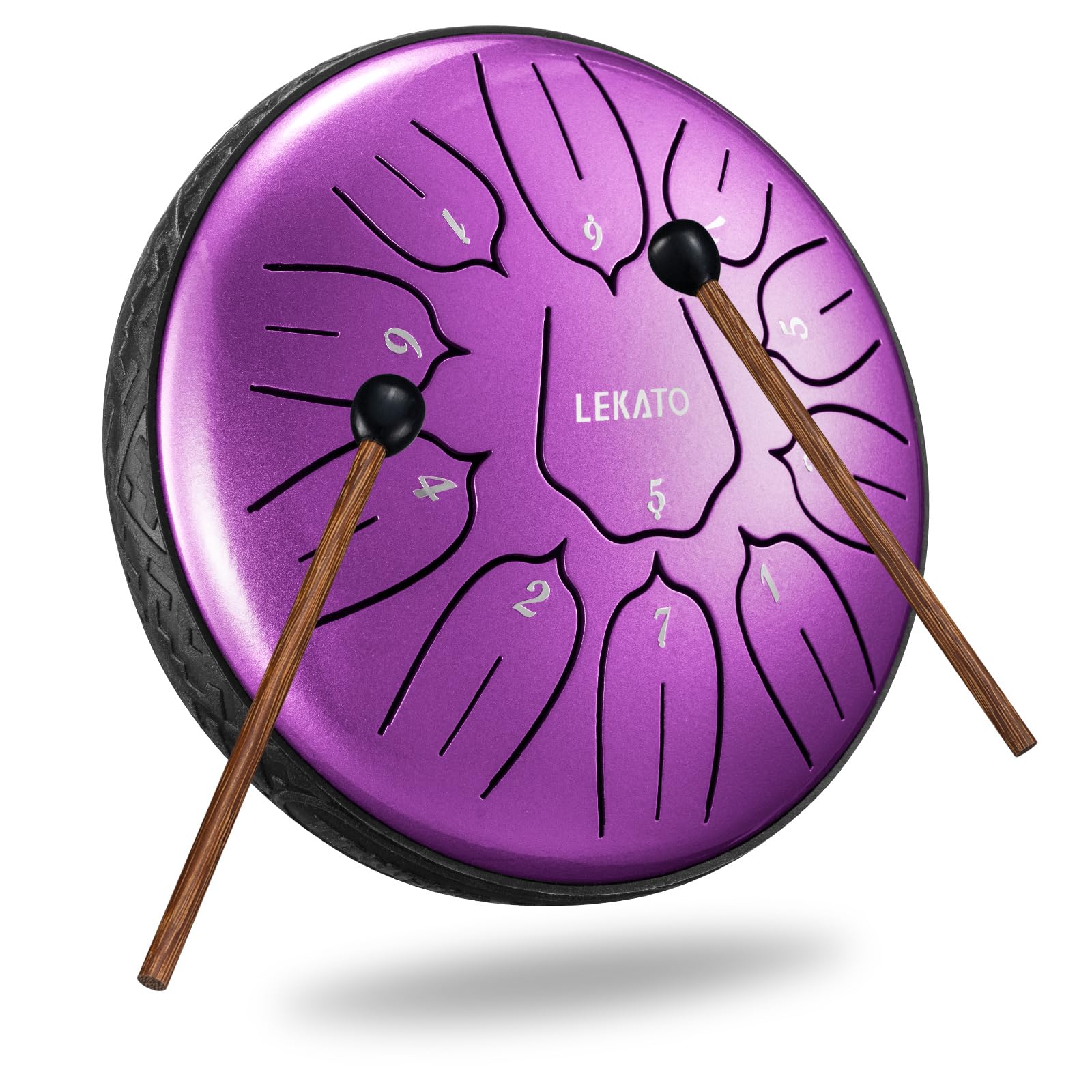 LEKATO Steel Tongue Drum 6 Inch 11 Note, D Key Handpan Rain Drum for Outside Garden Sound Healing, Steel Alloy Ethereal BalmyDrum with Storage Bag, Percussion Instrument for Beginner, Purple Pearl