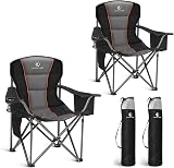ALPHA CAMP Set of 2 Camping Chairs Heavy Duty Up to 200 kg Folding with Cup