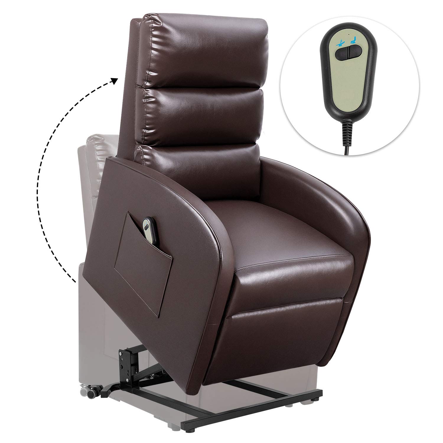 Homall Electric Power Lift Recliner Chair Sofa PU Leather Home Recliner for Elderly Classic Lounge Chair Living Room Chair with Safety Motion Reclining Mechanism (Brown)