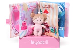 LeyaDoll Interactive Sensory Soft Cloth Book, Educational Crinkle Quiet Activity Busy Book for Babies,Toddler Travel Toy Gift for 1-3 Year Old Boys and Girls (Dress Me Right)