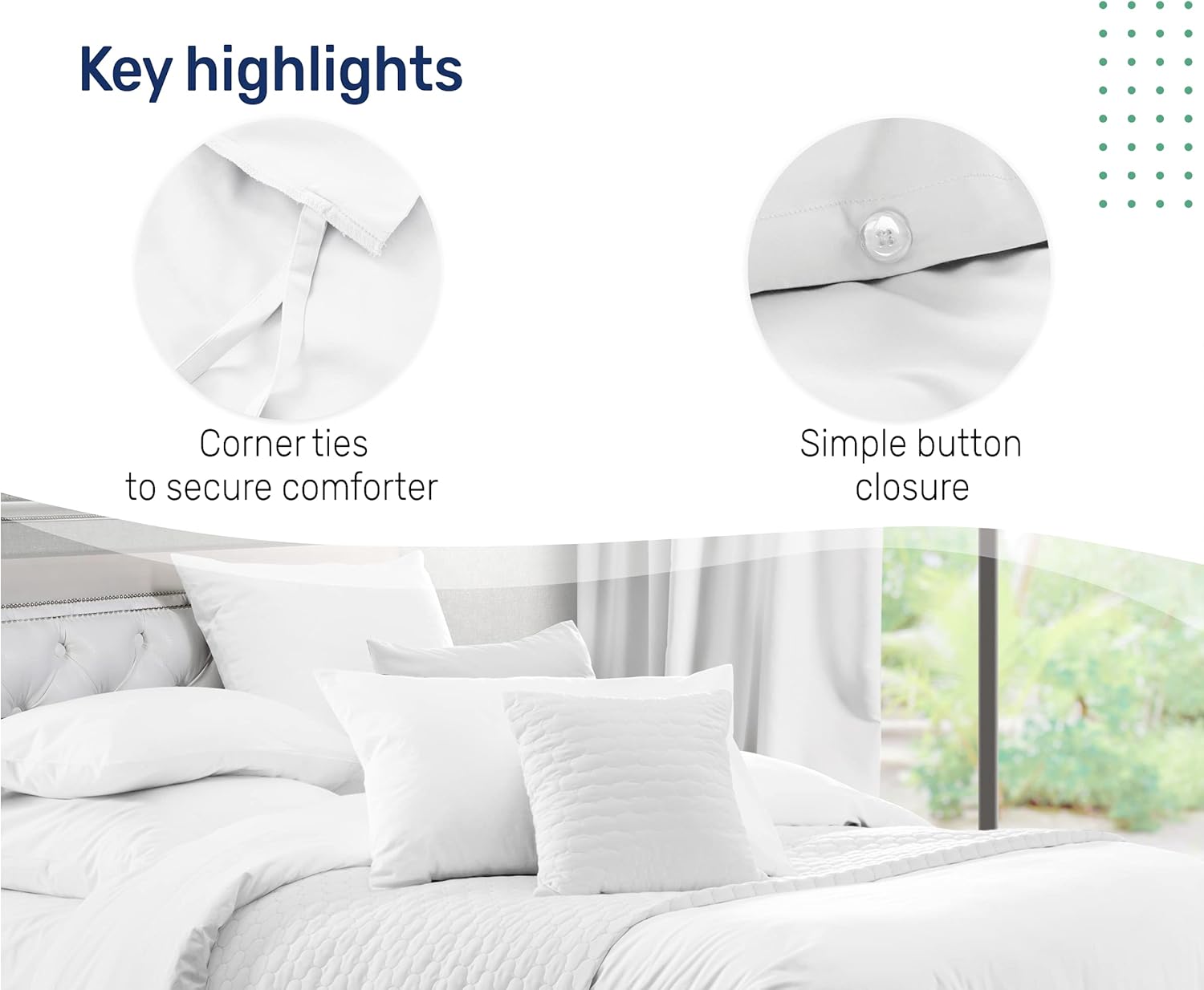 California Design Den 100% Real Cotton Duvet Cover - Premium 400 Thread Count, Comforter Cover, Smooth Sateen Weave, Button Closure and Corner Ties (1 Piece, Pure White, Full/Queen): Home & Kitchen